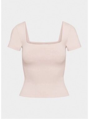Aritzia Babaton Pink Contour Square Neck T-Shirt - Size Large